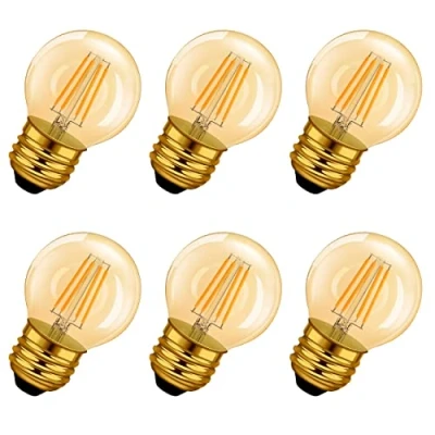 Immagine di LVWIT Lampadine LED Filamento Attacco E27,Forma G45,4W Equivalente 35W,410LM,Luce Bianca Calda 2400K,Risparmio Energetico,Non Dimmerabile,Pacco da 6 unità