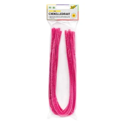 Immagine di folia 77823 10 Pezzi di Filo ciniglia per scovolini Colore Rosa, Diametro 8 mm e Lunghezza 50 cm, Ideali i Bambini Il Fai da Te la creazione Animali, Figure Altre Forme, Fucsia