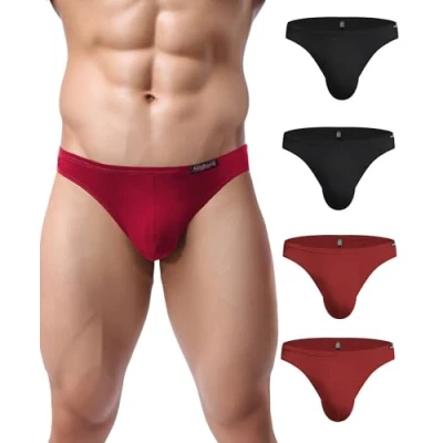 Immagine di Avidlove Slip Uomo Confezione da 4 Mutande Morbide Modali Intimo Corto Tronco Pantaloncini Gr. EU L 2 X Nero/ Rosso