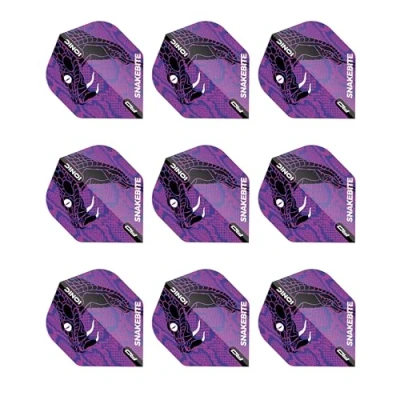 Immagine di RED DRAGON Snakebite Ionic Snake Head Purple Dart Flights 3 Sets per Pack (9 in Total)