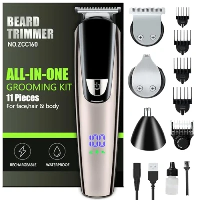Immagine di Regolabarba Uomo, Tagliacapelli Uomo Professionale All in 1 Rasoio Elettrico Barba,120 Min Senza Fili,Macchinetta Barba Per Viso,Testa,Corpo