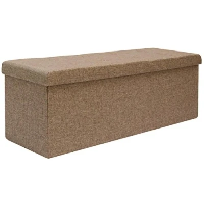 Immagine di DuneDesign Ottomana XXL Pieghevole 110x38x38cm incl 2 pareti divisorie 120L Panca Contenitore Cassapanca Imbottita Marrone Chiaro