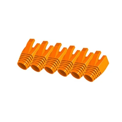 Immagine di 50 Pcs Cat7 Cat7A Cat8 Strain Relief Boot, RJ45 Plug Connector Cover Modular Network Cap Cable Boots, Orange