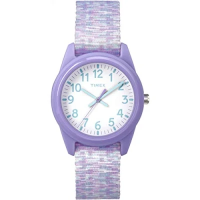 Immagine di Orologio da ragazza Timex Time Machines con cinturino sportivo in tessuto elastico viola/bianco TW7C12200