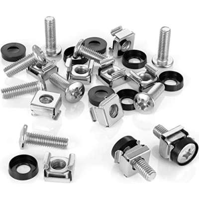 Immagine di Poppstar M6 x 20mm viti rack &amp; dadi in gabbia per armadi di rete (10 pezzi) Accessori 10 e 19 pollici con rondelle