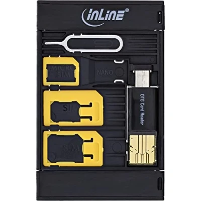 Immagine di InLine 35091 SIM Box, Adattatore per Scheda e Scatola Accessori con Lettore OTG