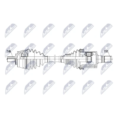 Immagine di NTY NPW VV 158 Albero motore / Semiasse Assale anteriore Sx 580mm Trasmissione automatica VOLVO: XC40 (536) B4 Mild Hybrid, T5 2.0 AWD, T4, D3