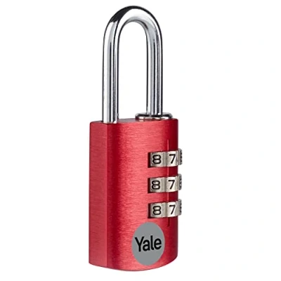 Immagine di Yale Lucchetto in alluminio a combinazione YE3CB/20/121/1/CO rosso, corpo 20mm, arco acciaio, 4 cifre