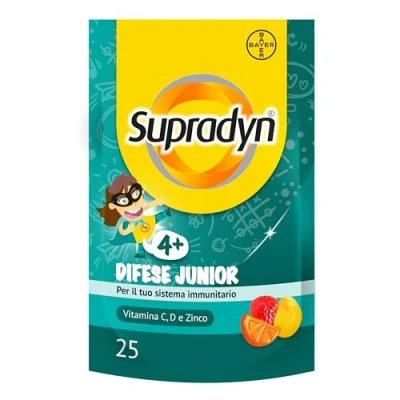 Immagine di Supradyn Difese Junior Integratore Immunitarie Multivitaminico Vitamine Gommose con Vitamina C, D e Zinco per le dei Bambini,25 Caramelle