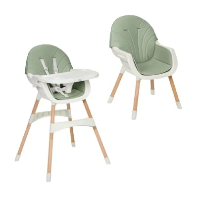 Immagine di MS Mika Seggiolone per bebè Mika, convertibile in sedia 2 1 Doppio vassoio, evolutivo e sicuro, unisex, colore: verde