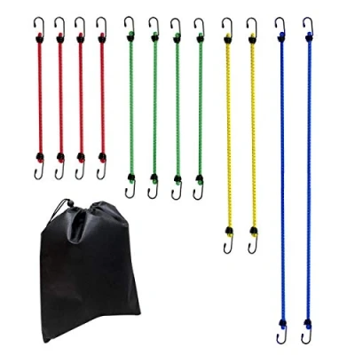 Immagine di Amazon Basics Corde elastiche robuste, varie lunghezze (88cm, 59cm, 46cm, 38cm), multicolore (confezione da 12)