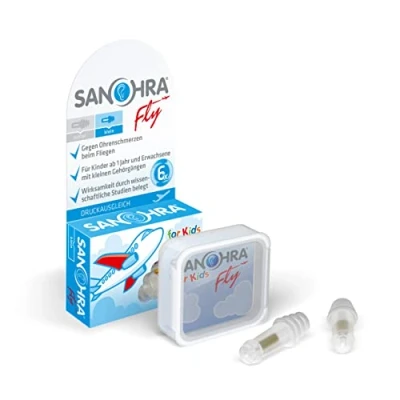 Immagine di SANOHRA fly tappi per le orecchie bambini volare senza dolore facilitano l&#039;equalizzazione della pressione in aereo 24 dB SNR isolamento acustico riutilizzabile