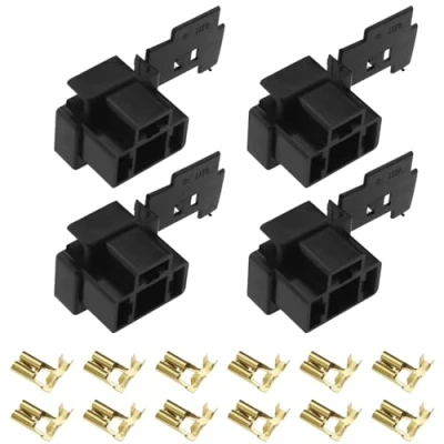 Immagine di ECSiNG 4 connettori H4 a 3 pin DJD031A 1 per fanali, kit di riparazione con terminali portalampada accessori ricambio