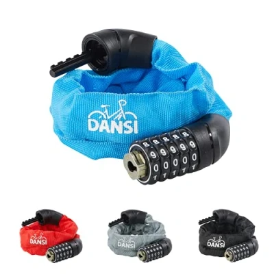 Immagine di Dansi Kettenschloss, Lucchetto a Catena 6 x 900 mm, con Combinazione 5 cifre, Rivestimento in Tessuto, Azzurro Unisex Adulti, Blu