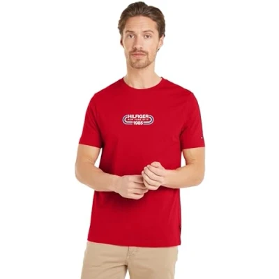 Immagine di Tommy Hilfiger Track Graphic TEE Tshirt con stampa, Uomo, Taglia: Small, Primary red