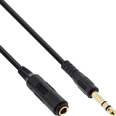 Immagine di InLine Prolunga per Cuffie, Jack da 6,3 mm su Femmina, Stereo, contatti Dorati, Nero 3 m