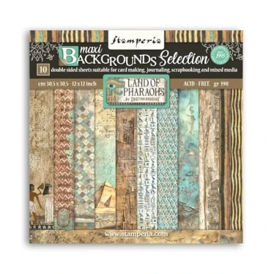 Immagine di Stamperia Scrapbook Paper Pad per scrapbooking, album, card, bullet journals, and more Acid Free, Double Sided, Perfect for Crafts Gifting (Land of Pharaohs Maxi Background) (30,5 x 30,5 cm)