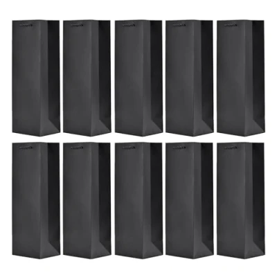 Immagine di 10 borse sacchetti di bottiglie, regalo per vino, prosecco e champagne Look in pelle Nera