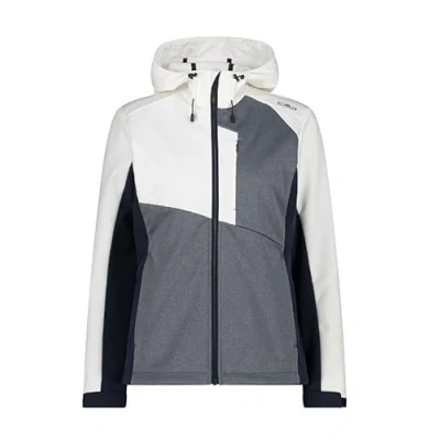 Immagine di CMP Giacca da donna con cappuccio fisso in softshell melange, B. Blue Bianco, 54