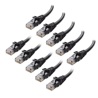 Immagine di Cable Matters Confezione da 10, 10G Cavo Ethernet corto snagless Cat 6 30cm (Cavo Cat6, 6) Nero, 0,3 Metri