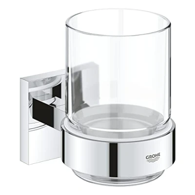 Immagine di GROHE QUICKFIX Start Cube,bicchiere in vetro con supporto,Installazione a vite o colla,Super Steel,41097DC0