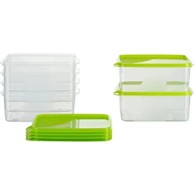 Immagine di MiraHome contenitore di freschezza per congelamento, 1,3 l, rettangolare, alto, confezione da 6, colore: verde