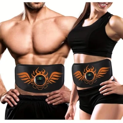 Immagine di HENESE EMS Stimolatore Muscolare per Addominali ABS Trainer Cintura Elettrostimolatore mirato Muscoli con USB(8 modalità+19 Intensità)