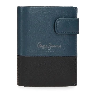 Immagine di Pepe Jeans Doppio Portafoglio verticale con chiusura a scatto blu 8,5 x 10,5 1 cm Pelle, blu, Taglia unica, clic
