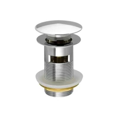 Immagine di Kiamami Valentina Piletta Click Clack per Lavabo e Bidet Ottone Cromato Tappo in Acciaio Inox Chiusura a Scatto Sostituibile Filettato con Scarico Troppo Pieno Controdado,