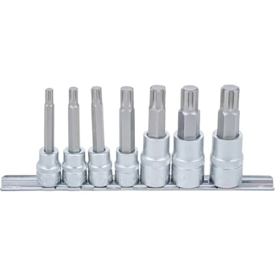 Immagine di Juego de puntas vaso entrada 10 mm (3/8&quot;) / 12,5 (1/2&quot;) perfil en cuña (para RIBE) M6 M14 7 piezas