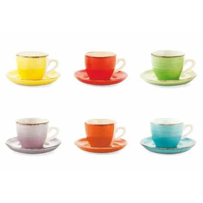 Immagine di Villa d&#039;Este Home Tivoli 2371741 Baita Set 6 Tazzine caffè con Piattino, Gres, Multicolore, No, unità