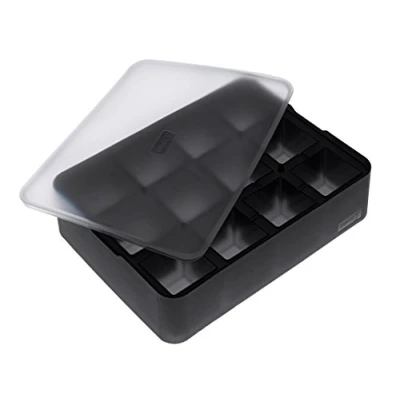 Immagine di Lurch ICE FORMER Premium Ghiacciapasta in silicone con coperchio per 12 cubetti di ghiaccio da 4 cm, colore: Nero