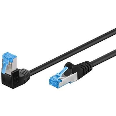 Immagine di Goobay 51567 Cavo patch Cat 6A, ad alta velocità, 90 gradi, Ethernet, Playstation, Xbox, DSL, PimF, RJ45, 5 m, colore: Bianco