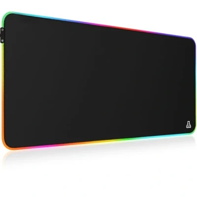 Immagine di THE G LAB Pad Rubidium Tappetino per Mouse RGB Gaming XXL Retroilluminazione LED, Resistente all&#039;Acqua, Tessuto D&#039;Elevata Precisione, Base in Gomma Antiscivolo, 800x300x3mm