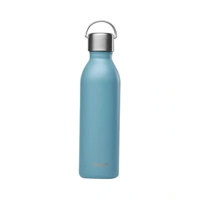 Immagine di Qwetch Bottiglia termica attiva blu acciaio 600 ml Borraccia con manico in inox riciclata 24 ore freddo e 12 Caldo impermeabile, senza BPA compatto