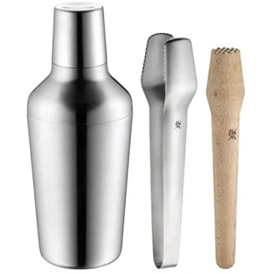 Immagine di WMF Set da Bar Matrioska in Acciaio Inox Cromargan Legno di faggio, Confezione Regalo, Lavabile lavastoviglie, Inossidabile, 32 x 18 cm