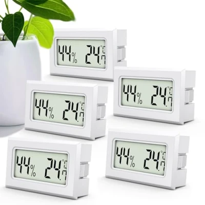 Immagine di MAVORI® 5 pz. Mini termometro digitale &amp; igrometro mini: Misuratore di umidità interna preciso piccolo per la misura della temperatura e dell&#039;umidità (bianco)