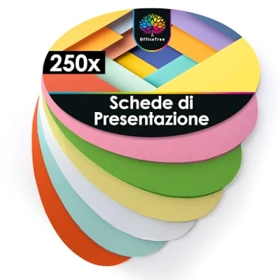 Immagine di OfficeTree 250x Cartoncini per Moderazione 19x11 cm 6 Colori 150 g Ovale Perfetto Presentazioni, Workshop e Brainstorming Colorati Piccoli Flash Cards Vuote
