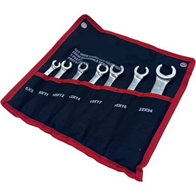 Immagine di Terryshop74 Set di 7 Chiavi Esagonali con Testa Aperta spaccata per Raccordi Freni Tubi Idraulici raccoglitore 6x8 9x11 10x12 13x14 15x17 16x18 22x24.