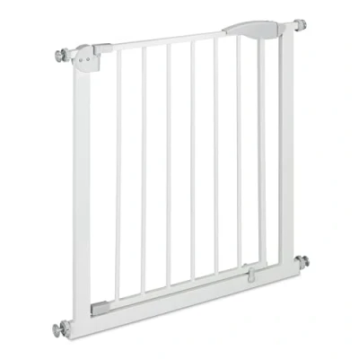 Immagine di Relaxdays Cancelletto per Bambini, Barriera Cani e Neonati, Estensibile da 76 a 82 cm, Recinzione Scale, Acciaio, Bianco
