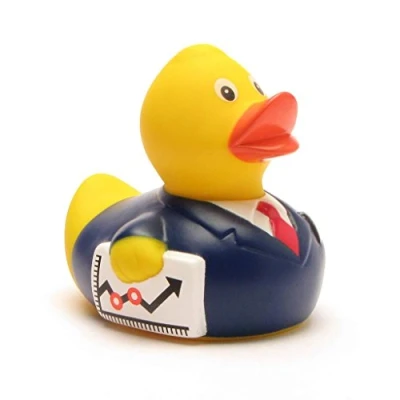 Immagine di Duckshop I anatra da bagno Business Mann paperella cigolii L 8 cm incluso portachiavi in set