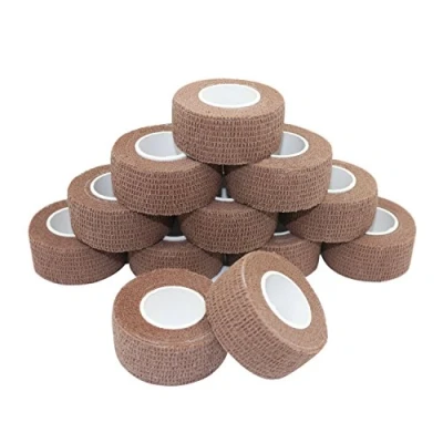 Immagine di COMOmed, garza elastica, benda flessibile, in tessuto non tessuto, nastro adesivo terapeutico, coesiva, adatta per la pelle sensibile, 2,5 cm x 4,5 m, 12 rotoli