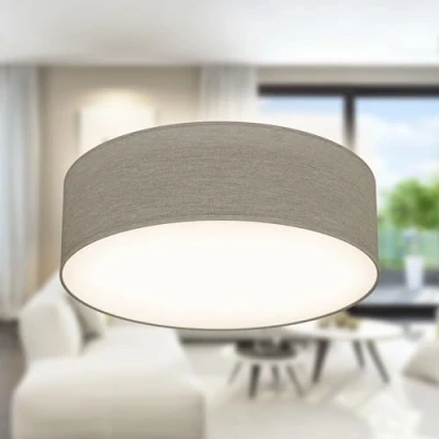Immagine di B.K.Licht Plafoniera in tessuto, Lampada da soffitto diametro 30cm color grigio talpa, attacco per lampadina E27 non inclusa, Lampadario moderno salotto o camera letto, IP20