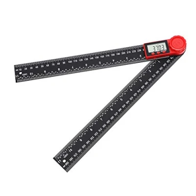 Immagine di TOPWAY Goniometro Digitale 12&quot; 300mm Digital Angle Finder, Fibra di Carbonio 0 360 Inclinometro Elettronico Righello Angolo Strumento Misura con Display LCD per Falegnameria Edilizia