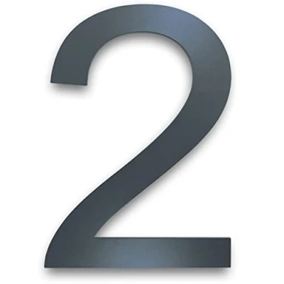 Immagine di MOLVCE numero civico in acciaio inox Altezza: 20 cm, Moderna targa esterno RAL 7016 antracite, spessore 2 mm, metallo di strada Arial,