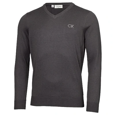 Immagine di Calvin Klein Felpa da golf confortevole durevole uomo 2024 con scollo a V, Acciaio grigio, XXL