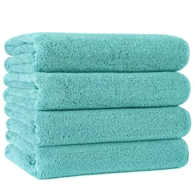 Immagine di POLYTE Asciugamani da bagno in microfibra ad asciugatura rapida, 76 x 145 cm, 4 pezzi (Aqua)