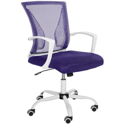 Immagine di CLP Sedia Ufficio Girevole Tracy Colorata I Scrivania Direzionale In Rete Con Braccioli Pc Imbottita, Colore:viola, Colore del telaio:bianco