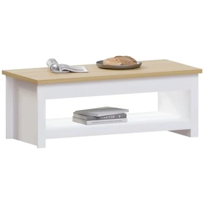 Immagine di Vida Designs Arlington Tavolino, Legno Ingegnerizzato, Rovere, H 40.5 x W D, Bianco e Quercia, 40,5 L 105 P 47 cm Circa
