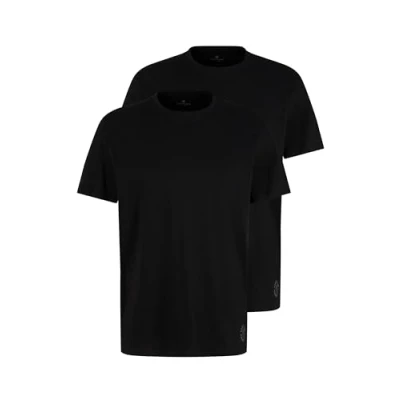 Immagine di TOM TAILOR 1008638, Maglietta Basic in Confezione Doppia Uomo, Nero (Black 29999), XL
